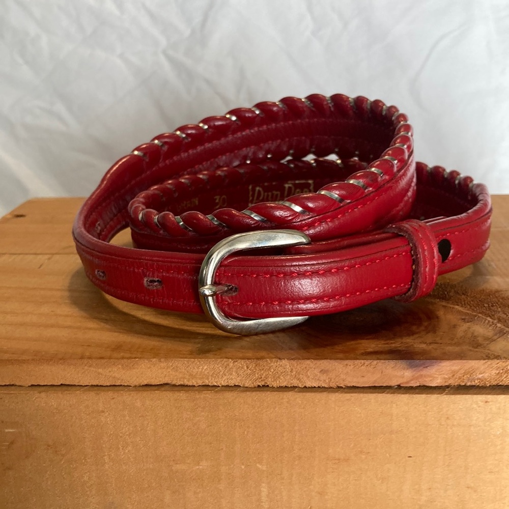 Vintage Dun Dee Women’s Full Grain Cowhide Red Leather Belt